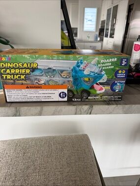 Blue Dinosaur Carrier Truck Toy with Lights & Sounds by (Brand Unclear)
